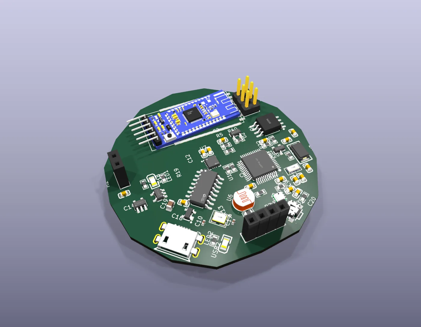 Cargo Tracker circuit board 3D render